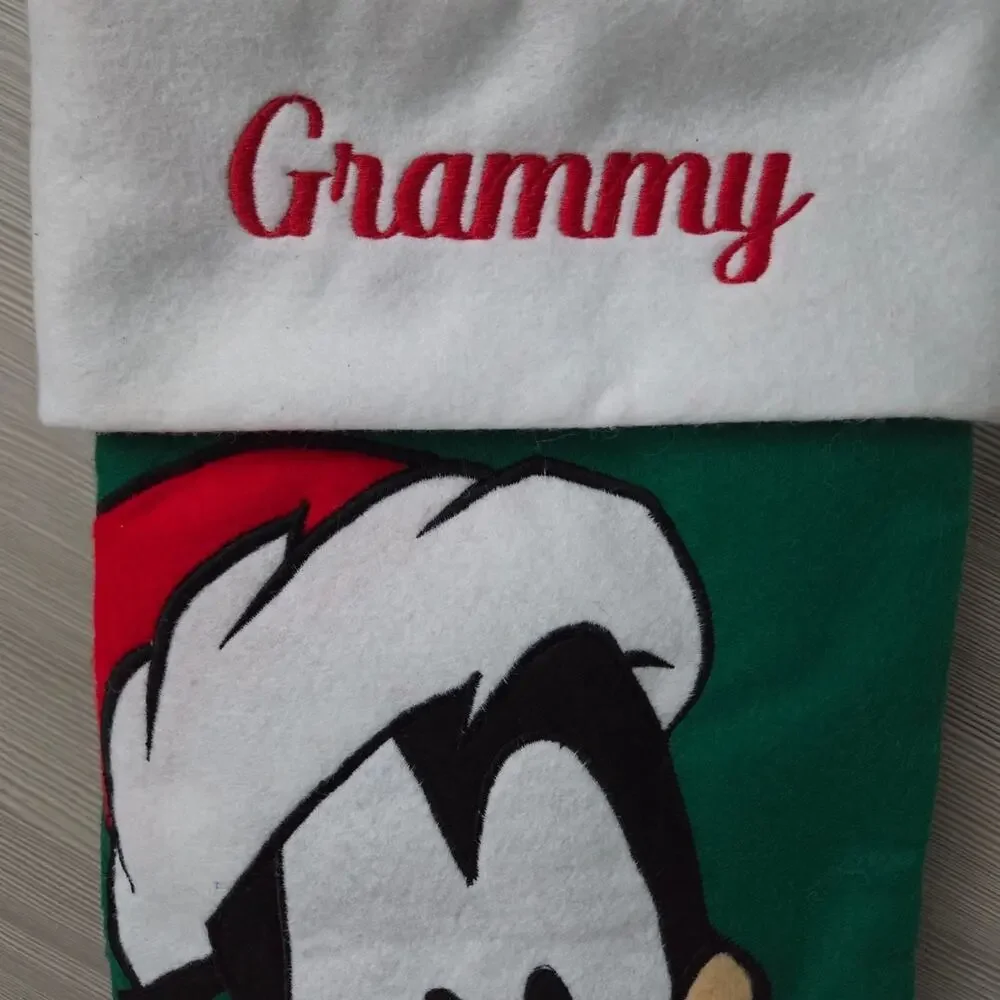 Disney Goofy Christmas Stocking Vtg 90s Grammy Grandma Granny Core Holiday Decor